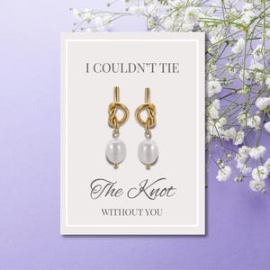 Tie the knot bridesmaid earrings, bridesmaid card, bridesmaid gift, knit earrings, bridesmaid proposal