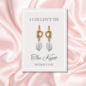 Tie the knot bridesmaid earrings, bridesmaid card, bridesmaid gift, knit earrings, bridesmaid proposal