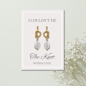 Tie the knot bridesmaid earrings, bridesmaid card, bridesmaid gift, knit earrings, bridesmaid proposal