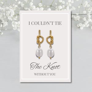 Tie the knot bridesmaid earrings, bridesmaid card, bridesmaid gift, knit earrings, bridesmaid proposal