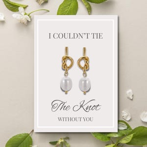 Tie the knot bridesmaid earrings, bridesmaid card, bridesmaid gift, knit earrings, bridesmaid proposal