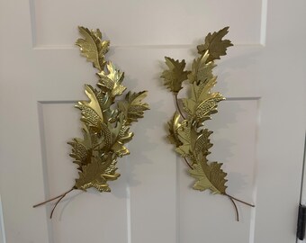 Vintage Metal Wall Sconces with Leaves