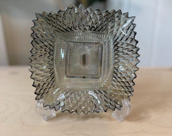 Vintage Indiana Glass Diamond Point Scalloped Edge Bowl - Etsy