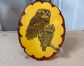 Vintage Wooden Owl Plaque