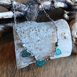Art Plata taxco mexico women&#39;s crushed turquoise sterling silver necklace
