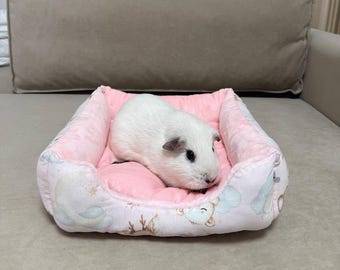 Meerschweinchenbett aus Baumwolle - Plüsch- oder Fleece-Seiten, herausnehmbarer Einsatz