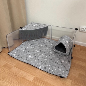 Custom Guinea Pig Cage Set: Fleece Bed, Corner Hammock, Waterproof Pad