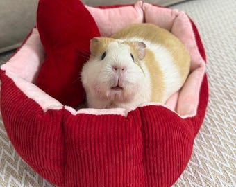 Handgemachtes Meerschweinchen Bett aus Fleece oder Velour für Kleintiere