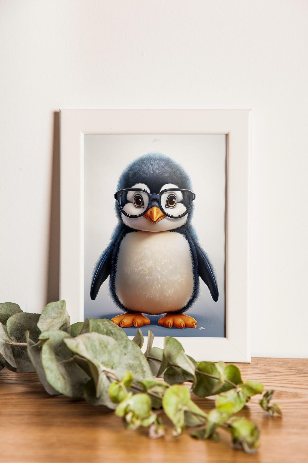 Adorable Penguin With Glasses | Cute Minimalist Digital Download | 8.5\, image size:1080x1621