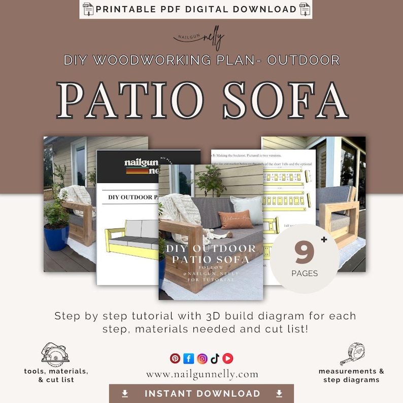 DIY Modern Outdoor Patio Sofa Couch Build Plans | Instant Digital ...