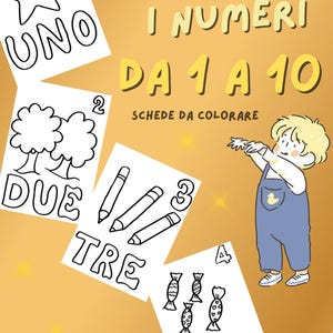 Libro da Colorare Numeri 1-10 per Bambini | PDF Educativo Stampabile | Impara a Contare con Disegni Divertenti | Attività Prescolare