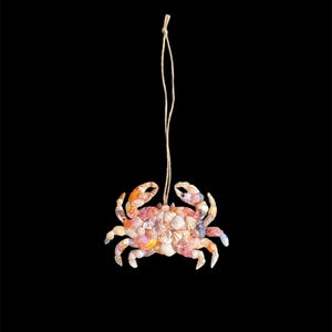 Handmade Seashell Crab Ornament: Coastal Beach Decor