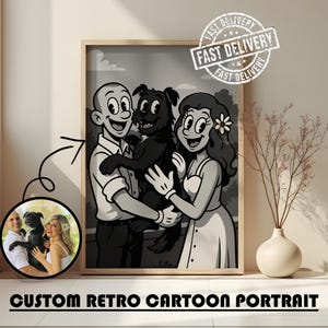 Ritratto personalizzato in stile retrò dei cartoni animati da foto, ritratto dei cartoni animati degli anni '30 di Fleischer Studios, ritratto in stile Betty Boop, regalo personalizzato