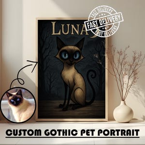 Portrait d'animal de compagnie gothique personnalisé à partir d'une photo, portrait effrayant de chiens/chats pour les amoureux des animaux de compagnie, cadeau personnalisé, portrait d'animal de compagnie étrange, style Tim Burton