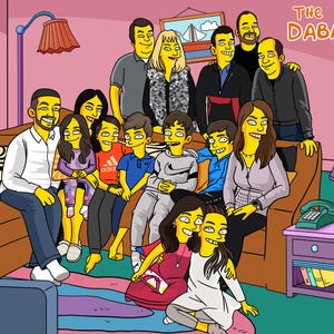 Custom Cartoon Family Portrait For Simpsons Lover , Yellow Character Portrait From Photo , Simpson Portrait For Mother's Day