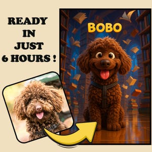Personalized Pixar Style Pet Portrait , Turn Your Pet Into a Pixar Character , Custom Pet Portrait , Personalized Gift For Pet Owners