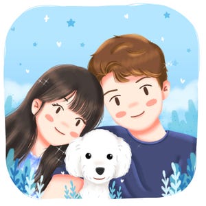 Custom Cute Chibi Couple or Family Portrait , Personalized Chibi Style Portrait , Cute Cartoon Illustration Portrait , Personalized Gift