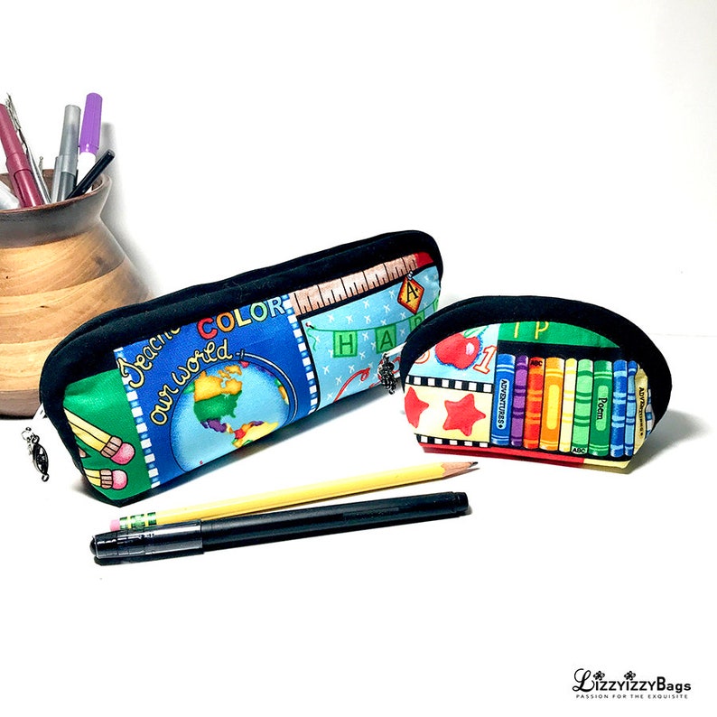 Pen Pencil Purse Makeup Bag Coin Purse With Zip Closure Back Etsy
