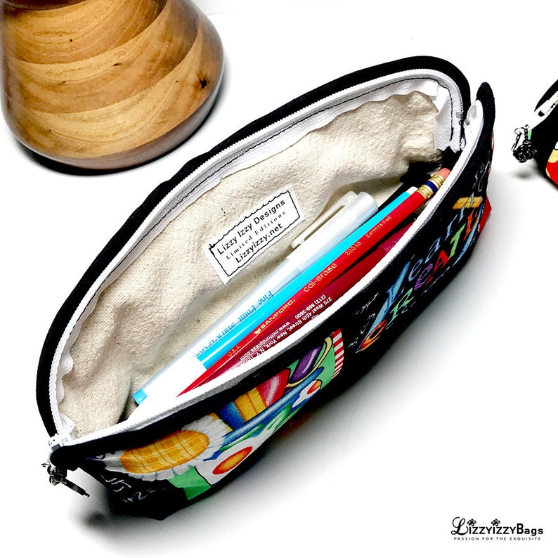 Pen Pencil Purse Makeup Bag Coin Purse With Zip Closure Back Etsy