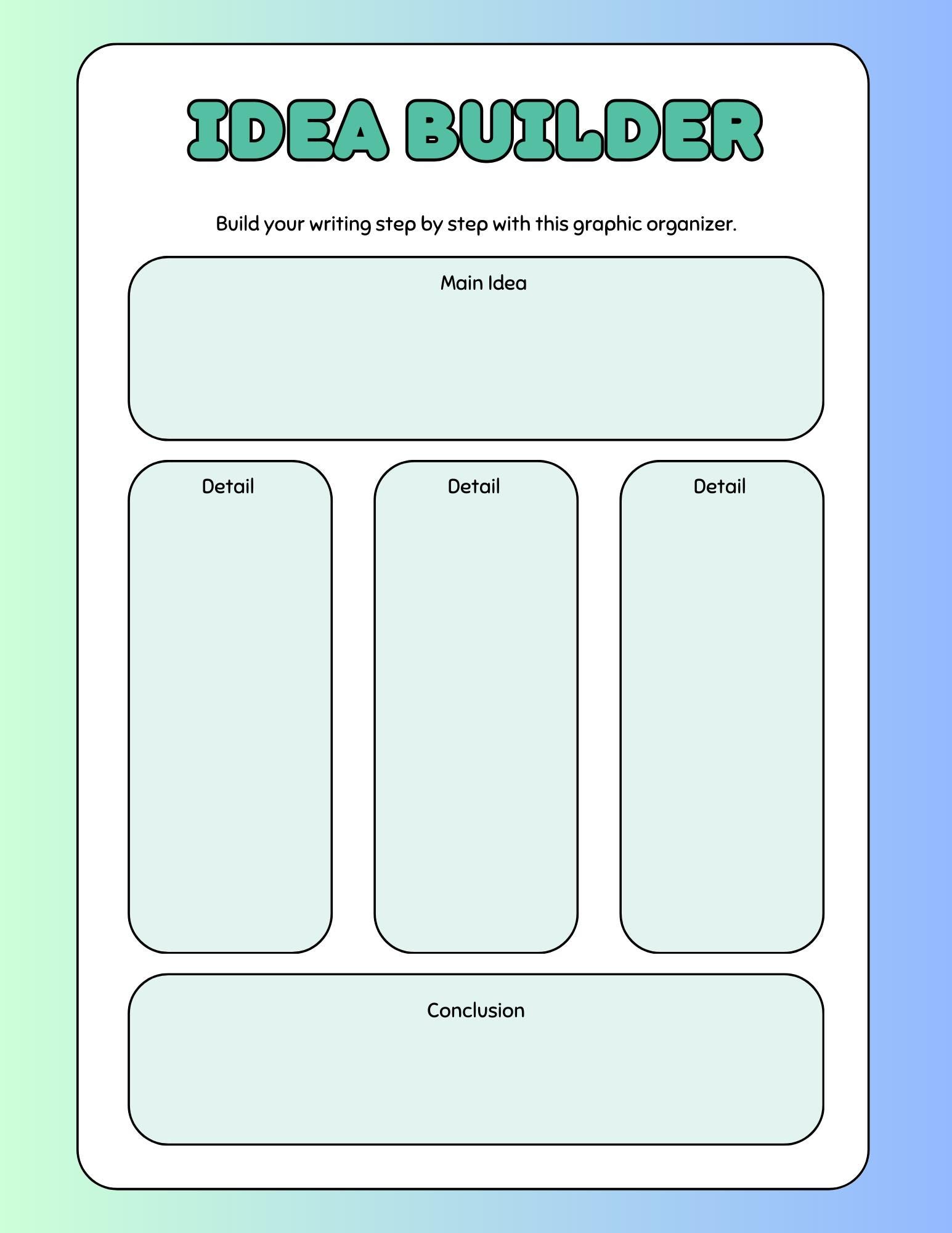 ELA- Idea Builder Worksheet - Etsy