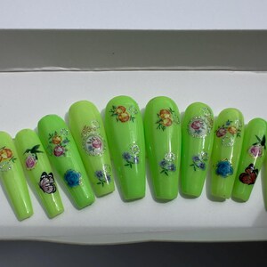Neon Green Press On Nails