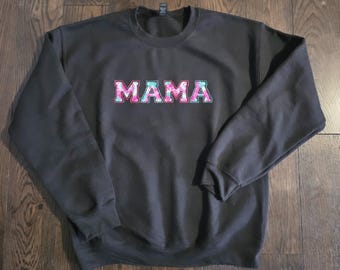 Reverse Applique MAMA Sweater - Black