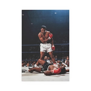 Muhammed Ali Seidenposter, Boxwandkunst, Sportdekor für Zuhause, Geschenk für Boxfans, Vintage Kampfdruck