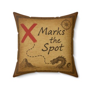 Carte au trésor Coussin, Coussin carte au trésor, Coussin pour chambre d'enfant, Cadeau sur le thème des pirates, X marque l'endroit, Coussin déco, Carte
