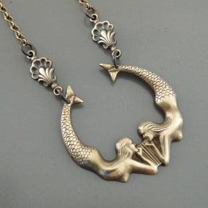 Vintage Jewelry - Vintage Necklace - Mermaid Jewelry - Mermaid Necklace - Brass Necklace - Boho - Chloe's Vintage Jewelry - handmade