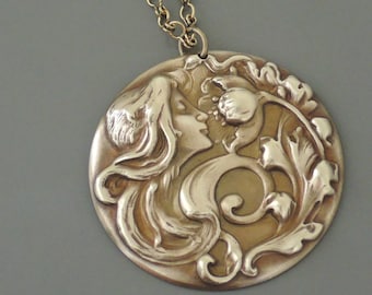 Vintage Jewelry - Vintage Necklace - Art Nouveau Necklace - Chloes Vintage Jewelry - Mucha Necklace - Brass Necklace - handmade jewelry