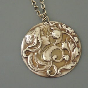 Vintage Jewelry - Vintage Necklace - Art Nouveau Necklace - Chloes Vintage Jewelry - Mucha Necklace - Brass Necklace - handmade jewelry