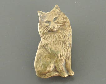 Vintage Jewelry - Cat jewelry - Brass jewelry - Cat Brooch - Kitty Brooch - Feminist Jewelry - Under 20 - Chloes Vintage Jewelry Handmade