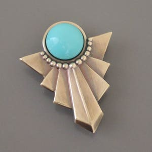 Vintage Jewelry - Art Deco Brooch - Vintage Brooch - Brass Brooch - Turquoise Brooch - Art Deco Jewelry - Chloe&#39;s Vintage Jewelry Handmade
