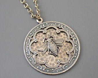 Vintage Brass Honey Bee Necklace - Chloe's Vintage Jewelry