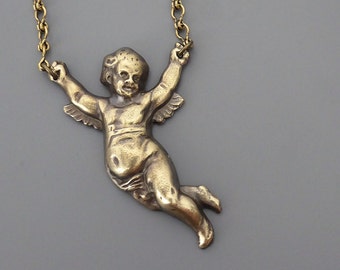 Vintage Jewelry - Vintage Necklace - Angel Necklace - Baby Angel Necklace -  New Baby jewelry - Baptism Gift - Chloes Vintage jewelry