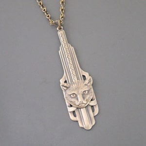 Vintage art-deco messing kattenketting - handgemaakte kittensieraden