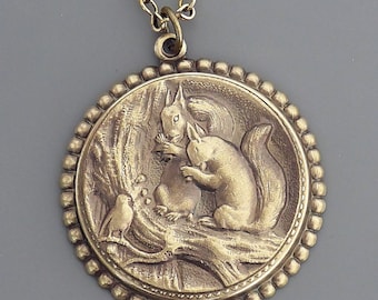 Vintage Jewelry - Vintage Necklace - Squirrel Necklace - Brass Necklace - Nature Jewelry - Chloe's Vintage handmade jewelry