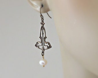 Vintage Jewelry - Art Deco Earrings - Bridal Earrings - Pearl Earrings - Wedding Earrings - Cute Earrings  - Handmade Jewelry