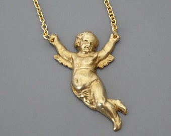 Vintage Jewelry - Vintage Necklace - Angel Necklace - Gold Angel Necklace -  New Baby jewelry - Baptism Gift - Chloes Vintage jewelry