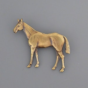 Vintage Jewelry - Vintage Brooch - Horse Brooch - Brass Jewelry - Animal Equine Brooch - Chloe's Vintage handmade jewelry