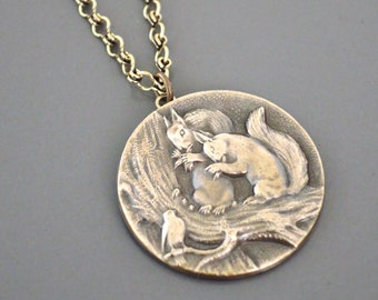 Vintage Jewelry - Vintage Necklace - Squirrel Necklace - Brass Necklace - Woodland Necklace - Chloe's Vintage handmade jewelry