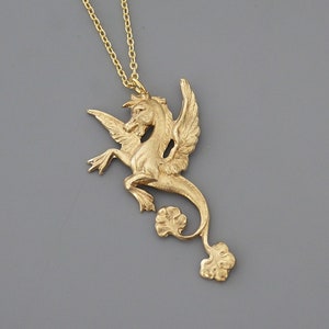 Vintage Hippocampus Necklace: Gold Horse of Poseidon, Handmade Jewelry