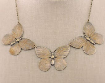 Vintage Jewelry - Butterfly Necklace - Vintage Necklace - Statement Necklace - Brass Necklace - Boho Necklace - handmade jewelry