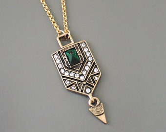 Vintage Art Deco jewellery crystal necklace