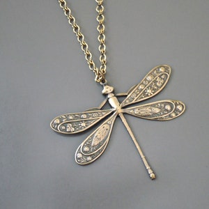 Vintage Jewelry - Vintage Necklace - Dragonfly Necklace - Art Deco Necklace - Brass Necklace - Pendant Necklace - Chloe's Handmade Jewelry