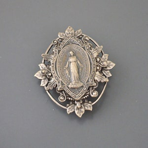 Vintage Jewelry - Art Deco Brooch - Virgin Mary Jewelry - Mother Mary - Catholic Jewelry - Chloes Vintage Brass Jewelry - handmade Jewelry