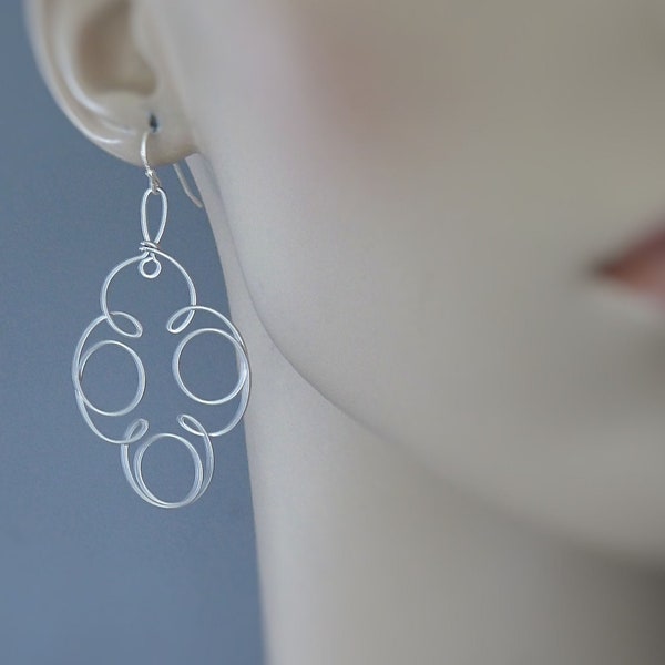 Scribble Earrings - Loopy Earrings - Silver Earrings - Boho Earrings - Cute Earrings - Chloe's Vintage Handmade Jewelry