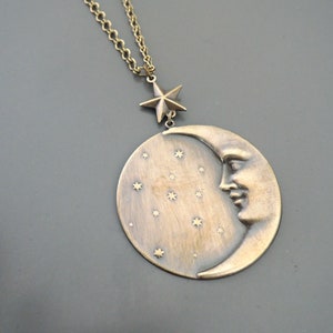 Vintage Jewelry - Vintage Necklace - Moon Necklace - Celestial Necklace - Brass Statement Necklace - Chloe&#39;s Vintage handmade jewelry