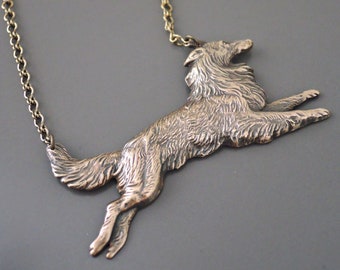 Vintage Jewelry - Vintage Necklace - Collie Jewelry - Dog Jewelry - Brass Necklace - Statement Necklace - Chloe's Vintage handmade jewelry