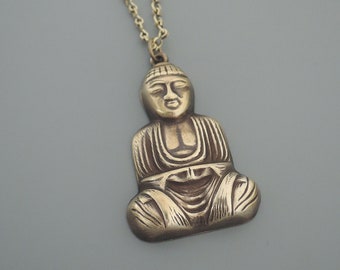 Vintage Brass Buddha Necklace - Yoga Pendant